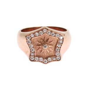 Nialaya Pink Gold 925 Silver Authentic Clear Women's Ring